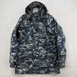 US Navy Gore Tex Parka Working Jacket Mens Small Regular USN Blue Camo Digital